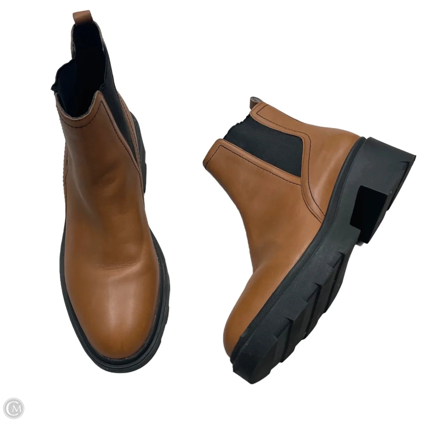 Boots Ankle Flats By Marc Fisher In Black & Brown, Size: 9.5