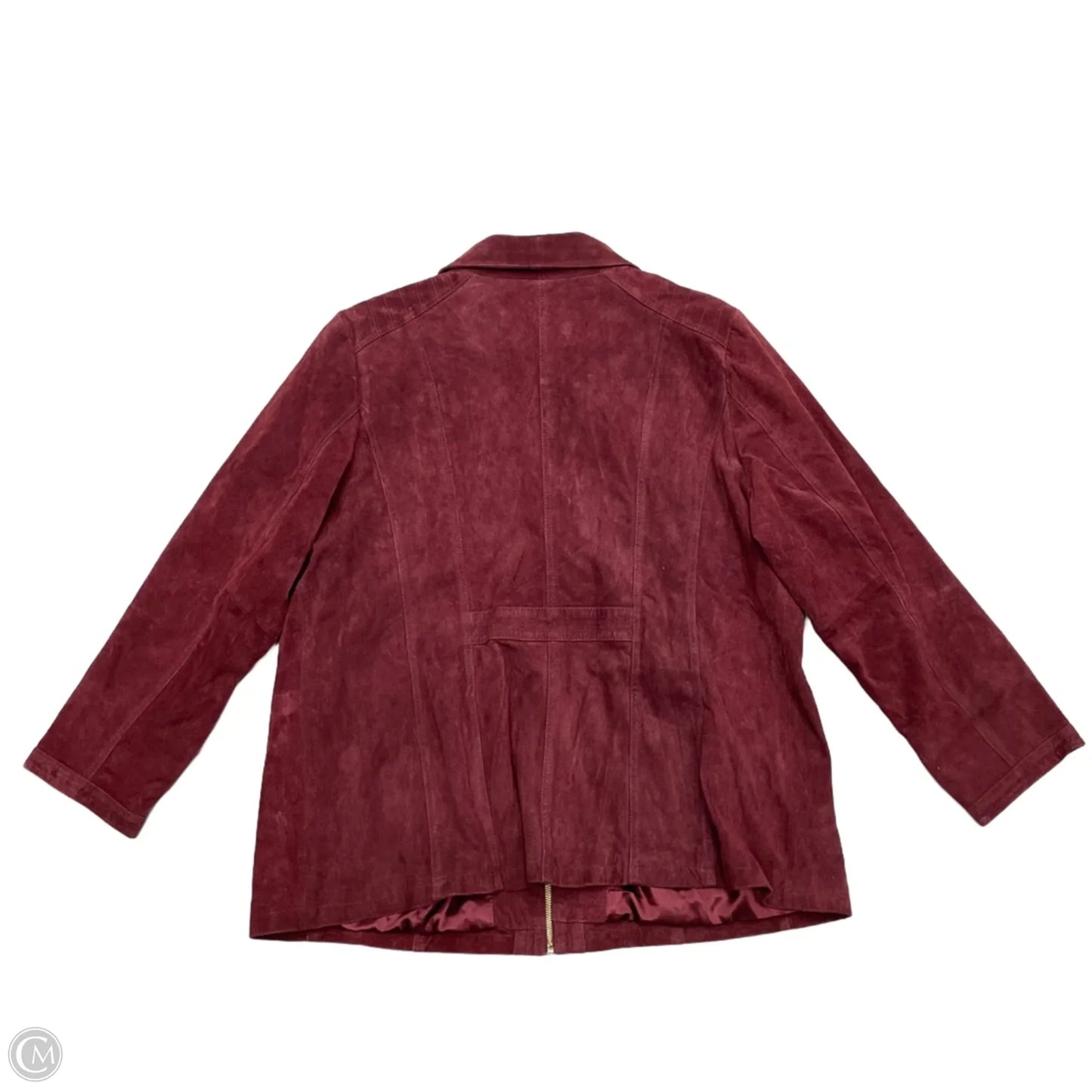Jacket Leather By Dennis Basso Qvc In Maroon, Size: 2x