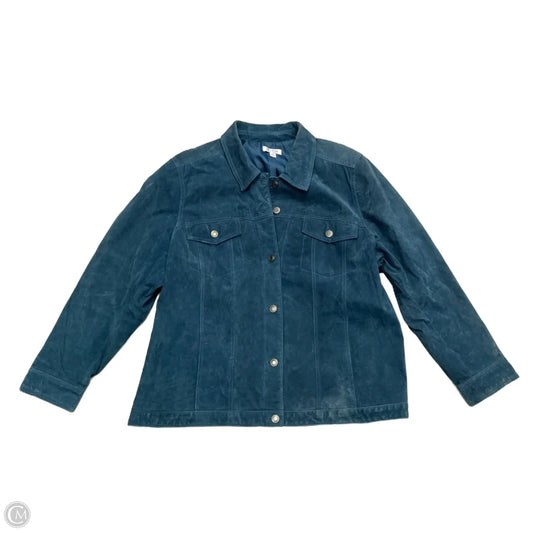 Jacket Leather By Denim And Company In Teal, Size: 2x