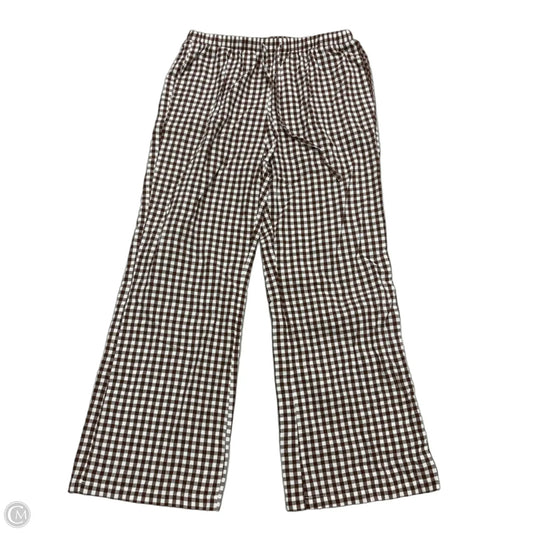 Pants Wide Leg In Brown & Cream, Size: M