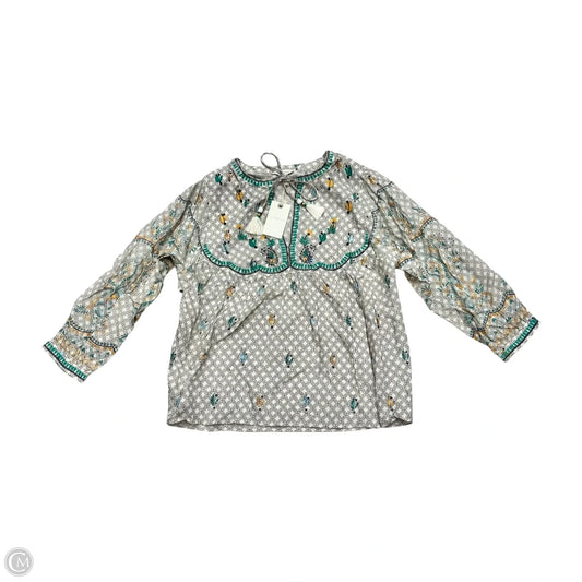 Blouse Long Sleeve By Lucky Brand In Cream, Size: M