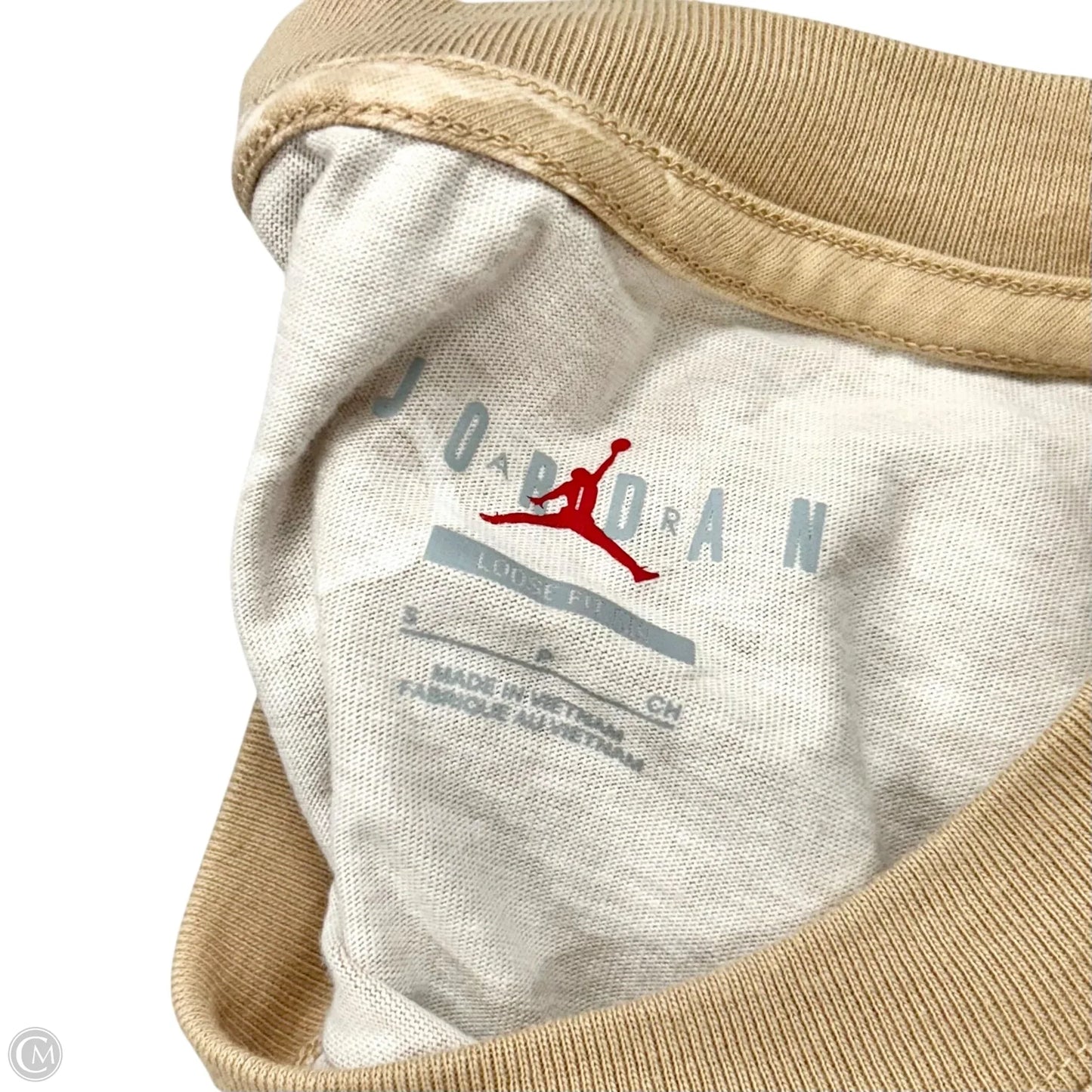 Top Short Sleeve Designer By Jordan In Tan, Size: S