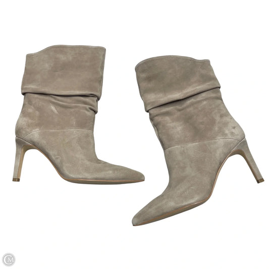 Boots Mid-calf Heels By Marc Fisher In Beige, Size: 8.5