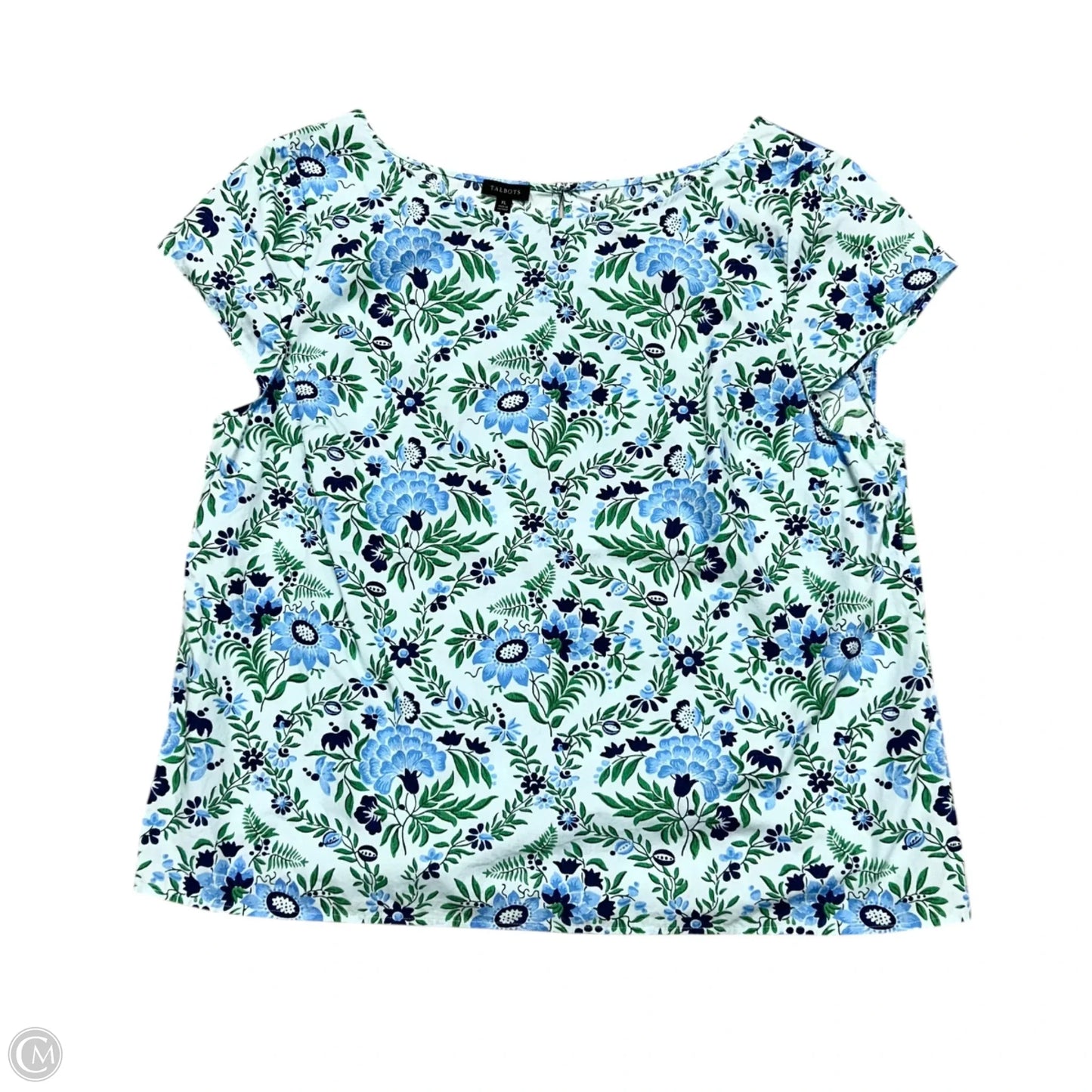 Top Short Sleeve By Talbots In Blue & Green, Size: Xl