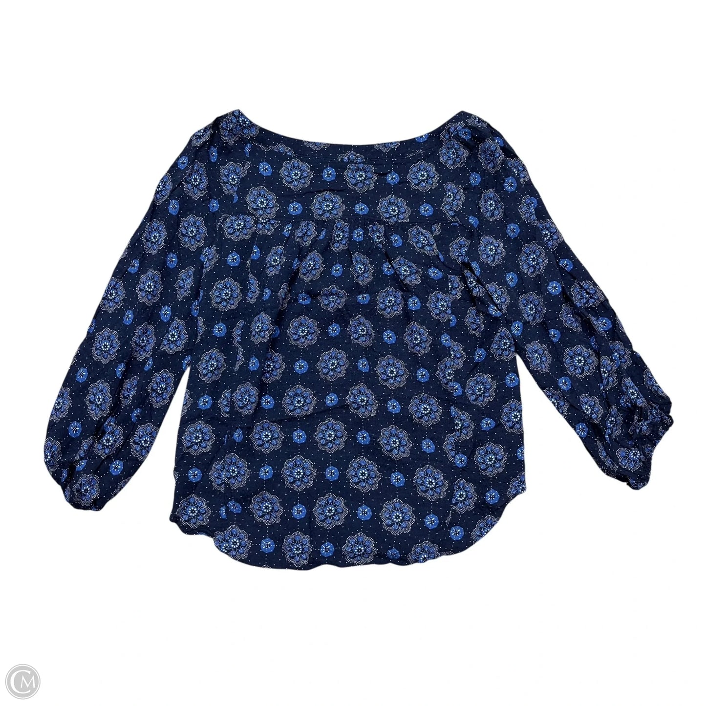 Top Long Sleeve By Maeve In Blue & White, Size: S