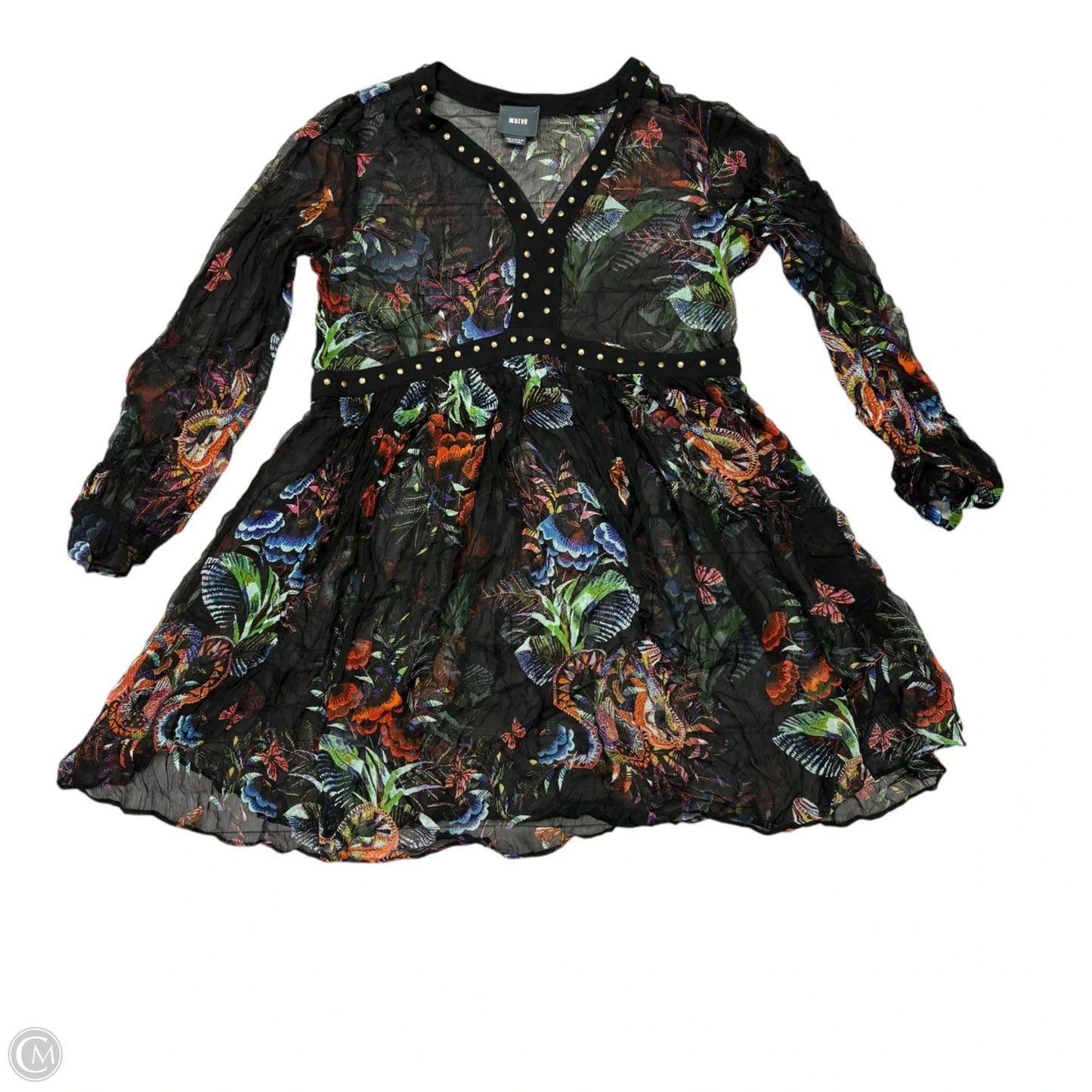 Tunic Long Sleeve By Maeve In Black & Red, Size: M