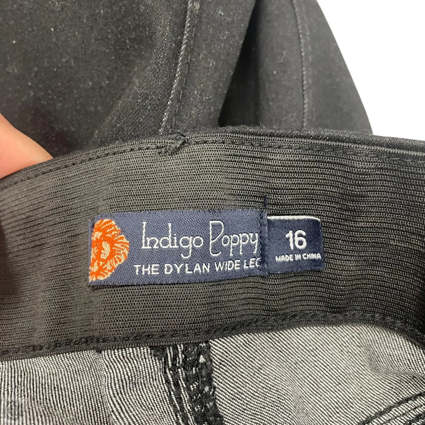 Jeans Wide Leg By Indigo Poppy In Black Denim, Size: 16