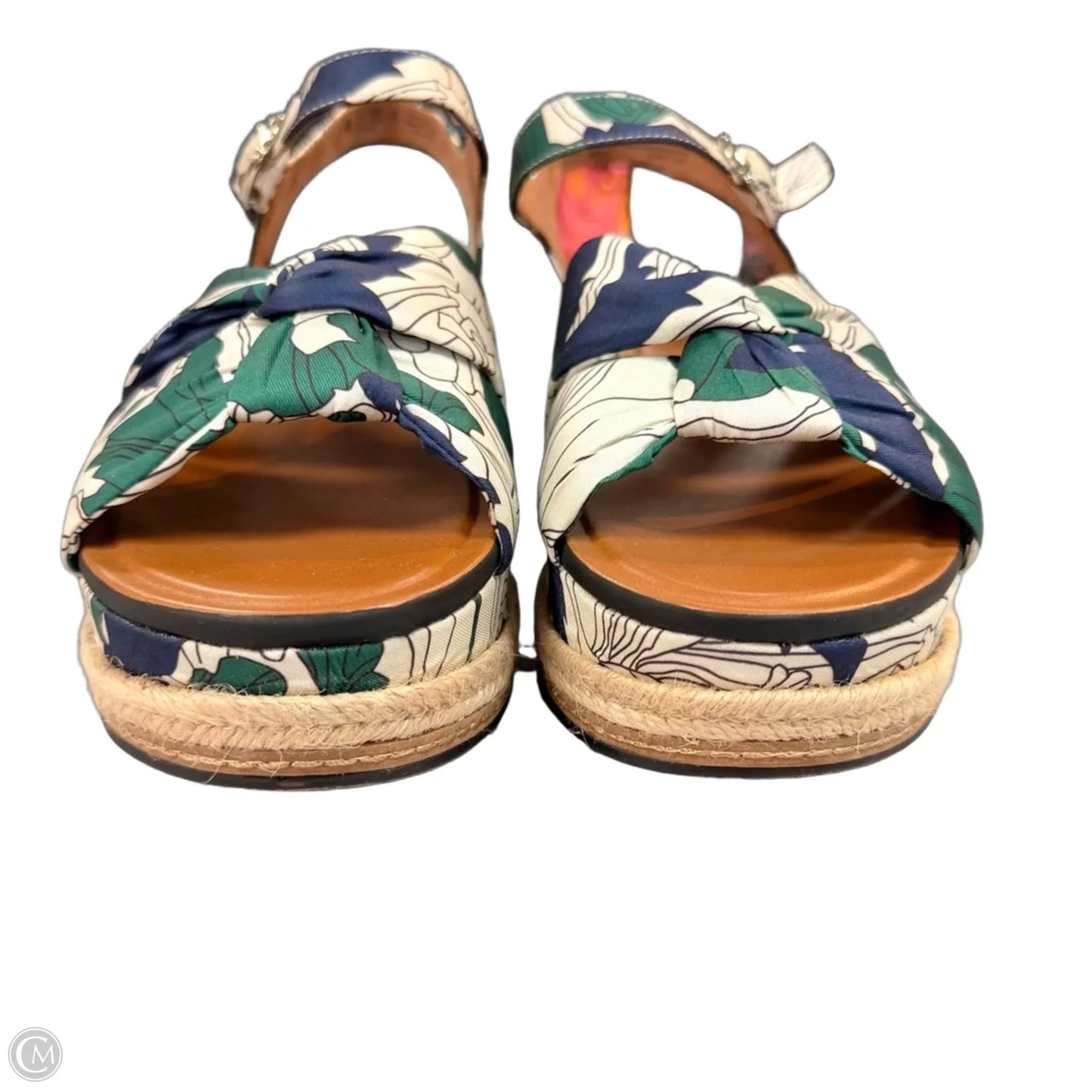 Sandals Heels Wedge By Naturalizer In Green & Tan, Size: 9.5