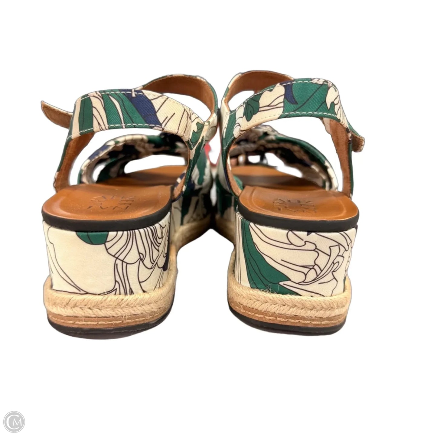 Sandals Heels Wedge By Naturalizer In Green & Tan, Size: 9.5