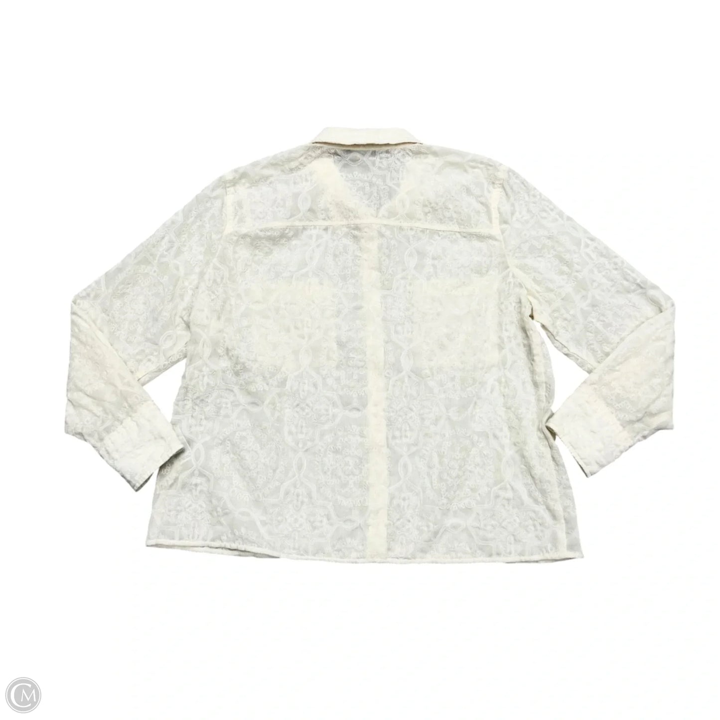 Blouse Long Sleeve By Chicos In Cream, Size: L