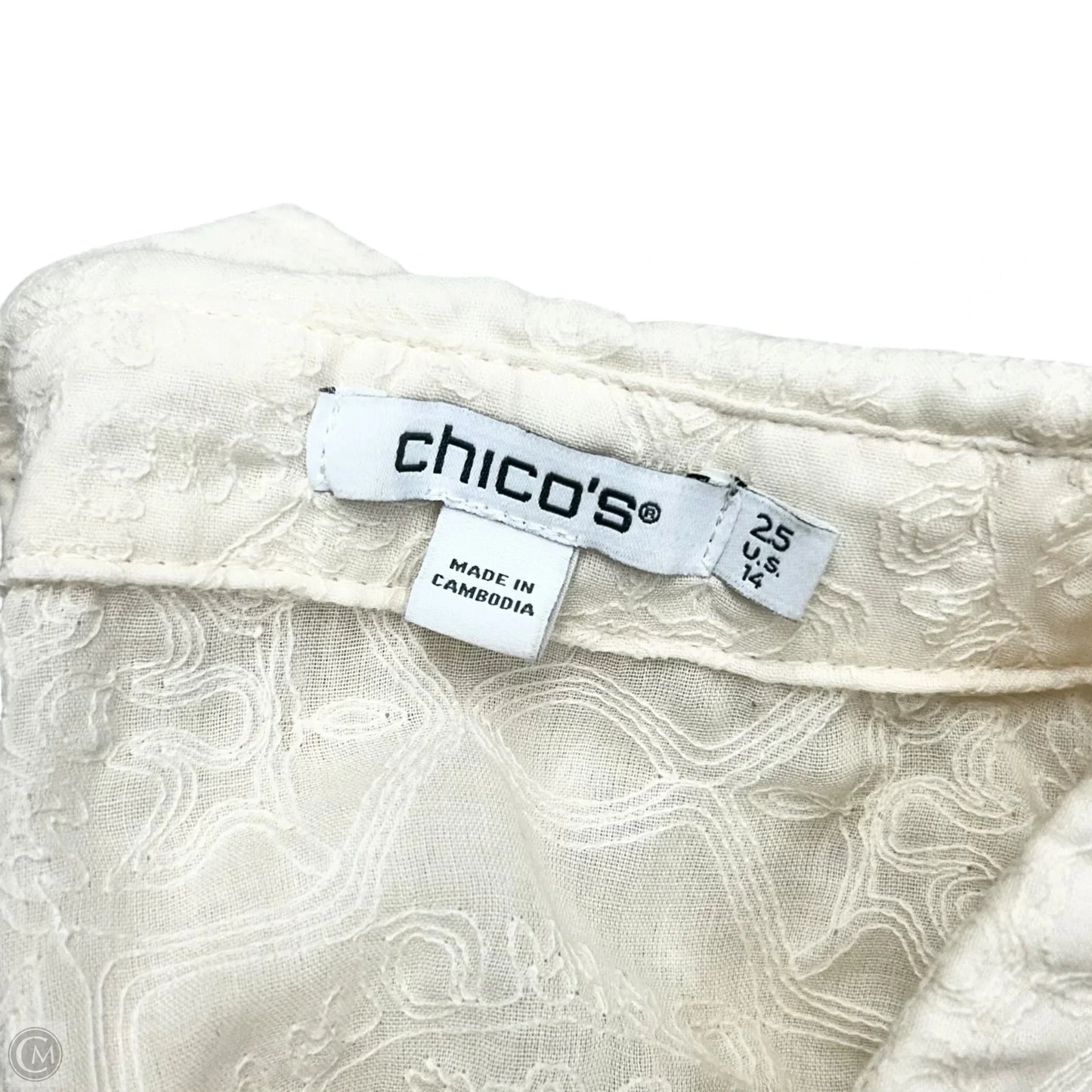 Blouse Long Sleeve By Chicos In Cream, Size: L