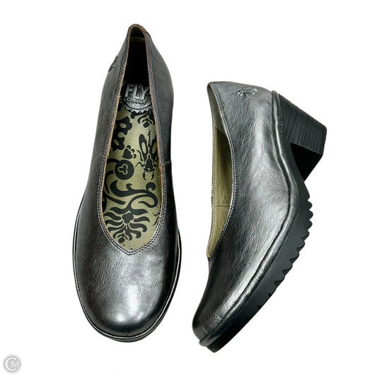 Shoes Heels Block By Fly London In Silver, Size: 9.5