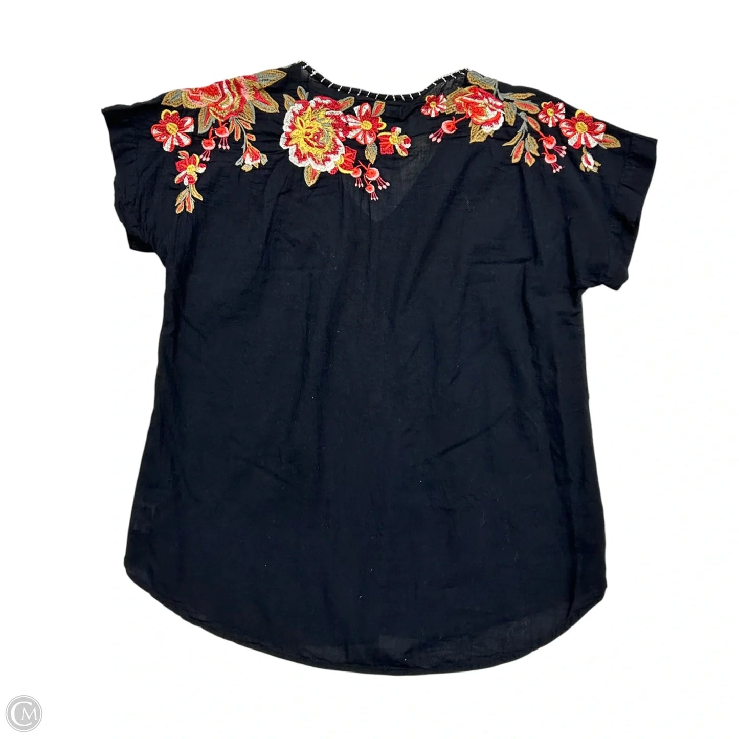 Top Short Sleeve By Johnny Was In Black & Red, Size: S