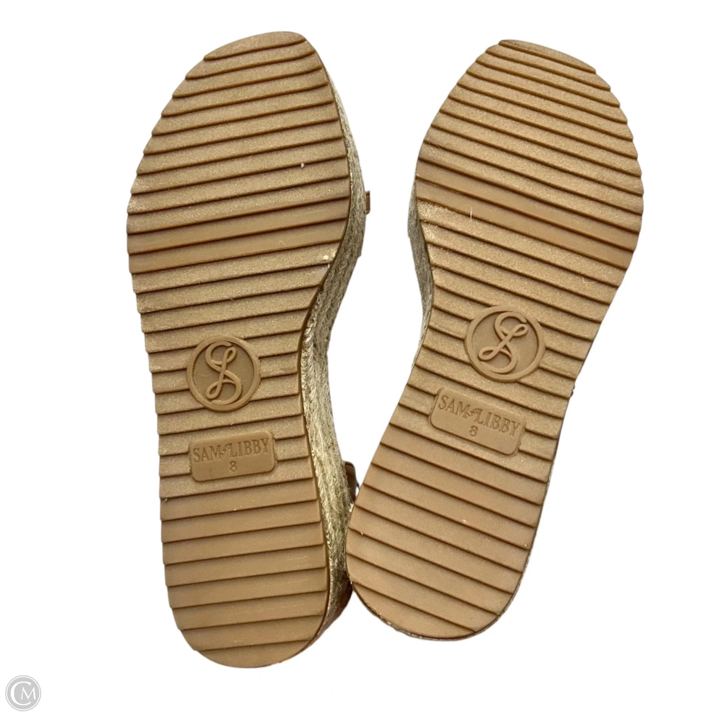 Sandals Heels Wedge By Sam And Libby In Blue & Tan, Size: 8