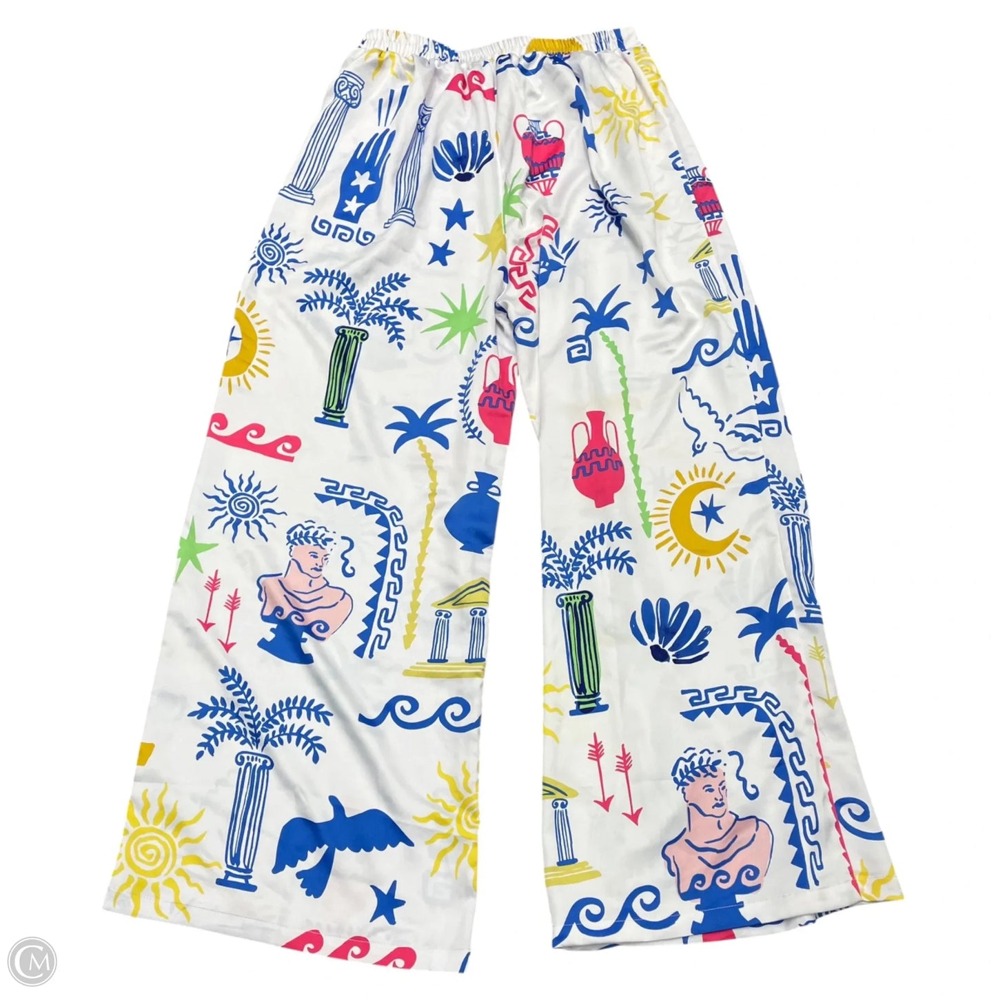 Pants Wide Leg By Peach In Blue & White, Size: L