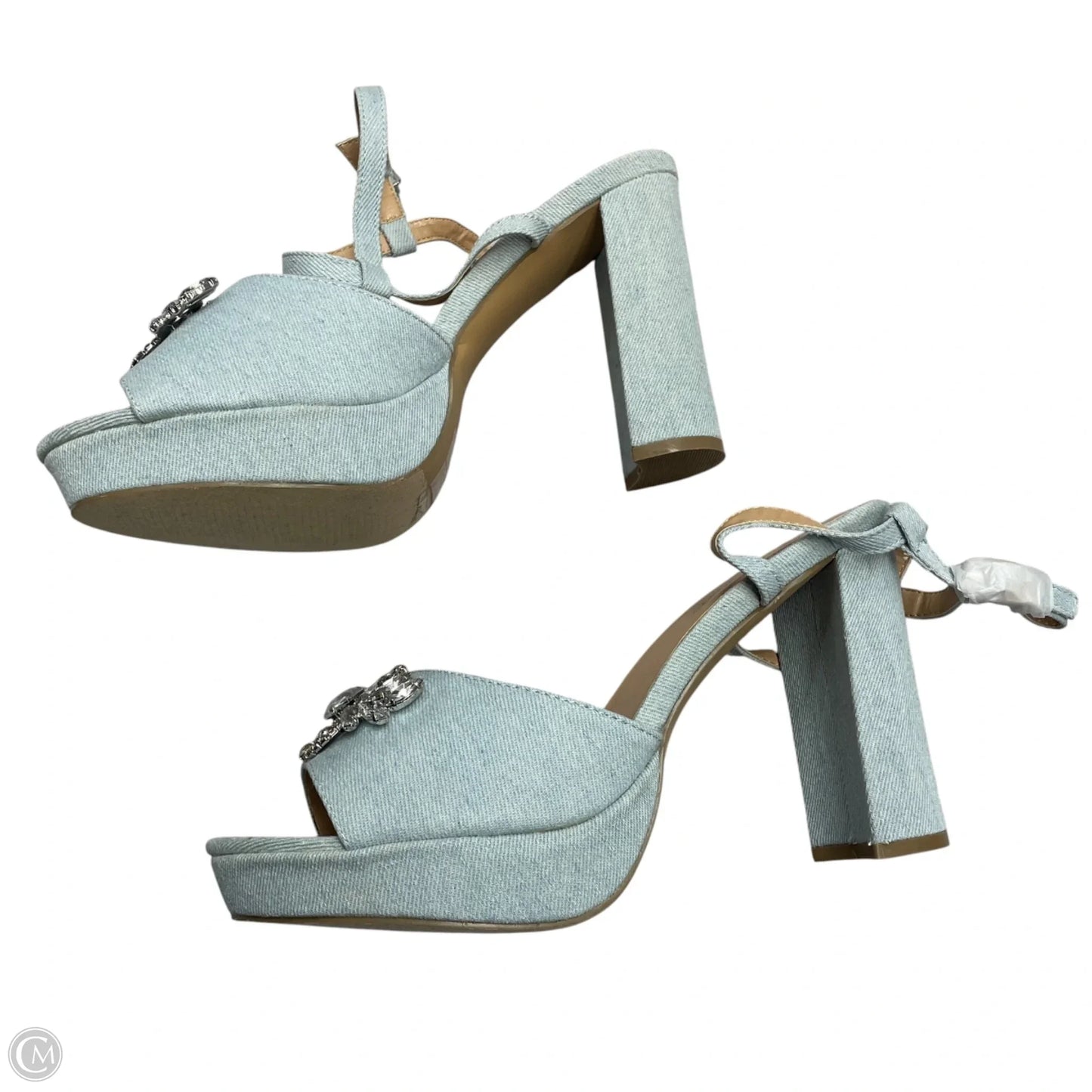 Sandals Heels Block By Ashley Stewart In Blue Denim, Size: 11