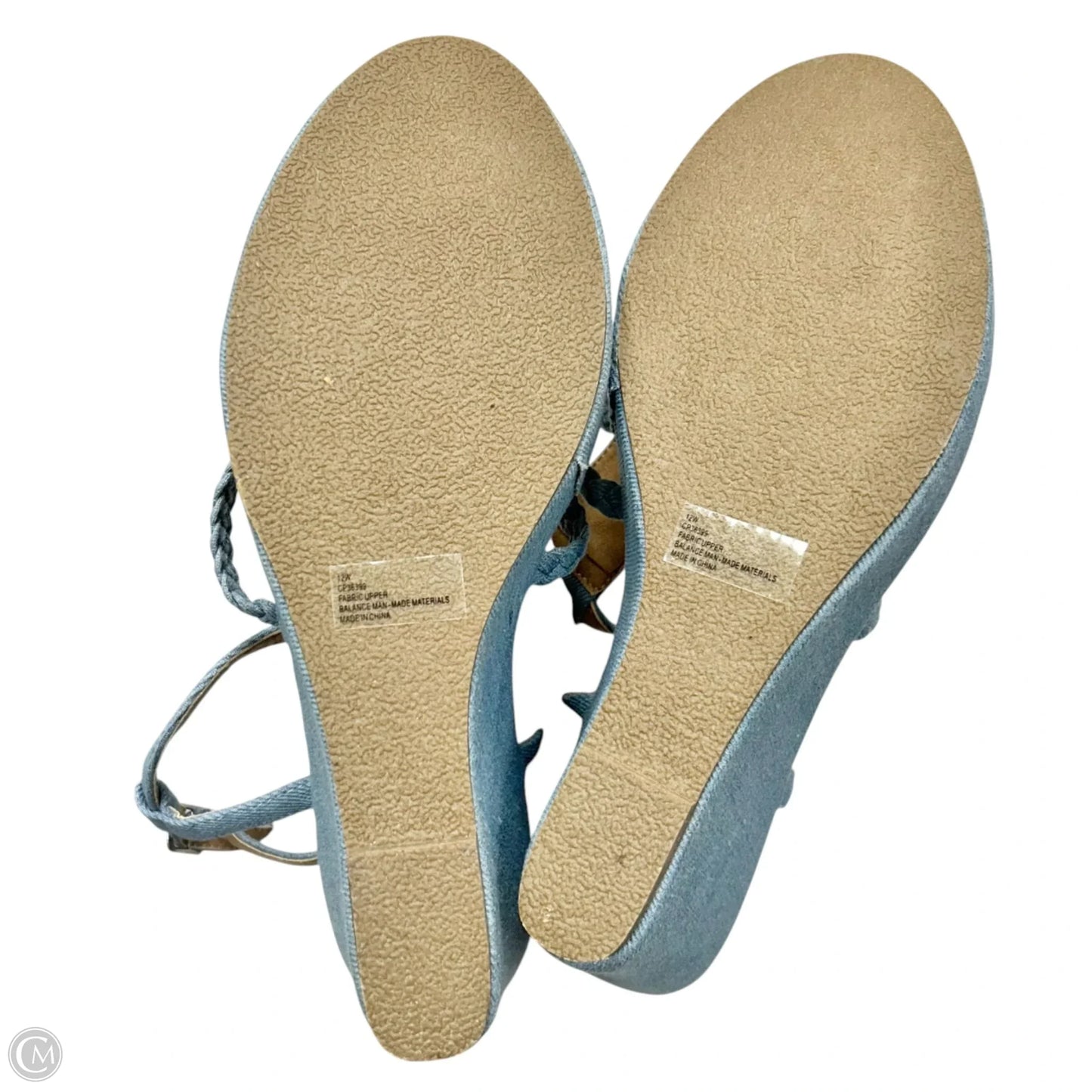Sandals Heels Wedge By Ashley Stewart In Blue Denim, Size: 12