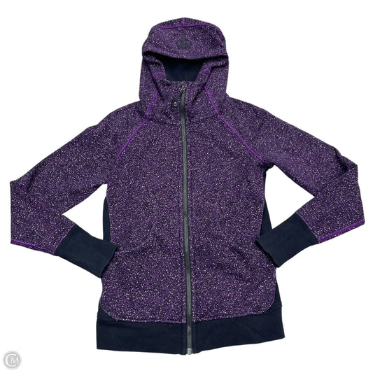 Athletic Jacket By Lululemon In Black & Purple, Size: S