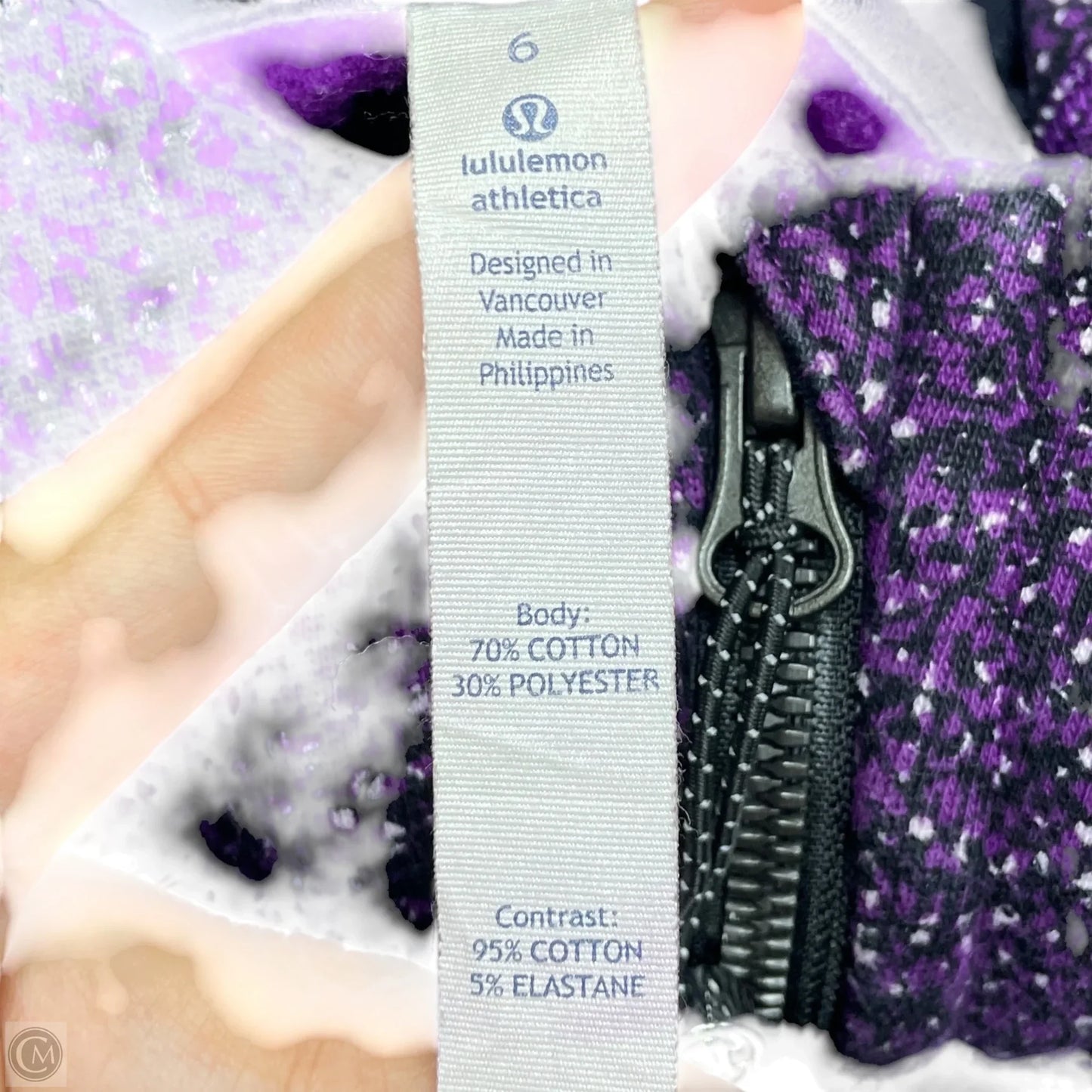 Athletic Jacket By Lululemon In Black & Purple, Size: S