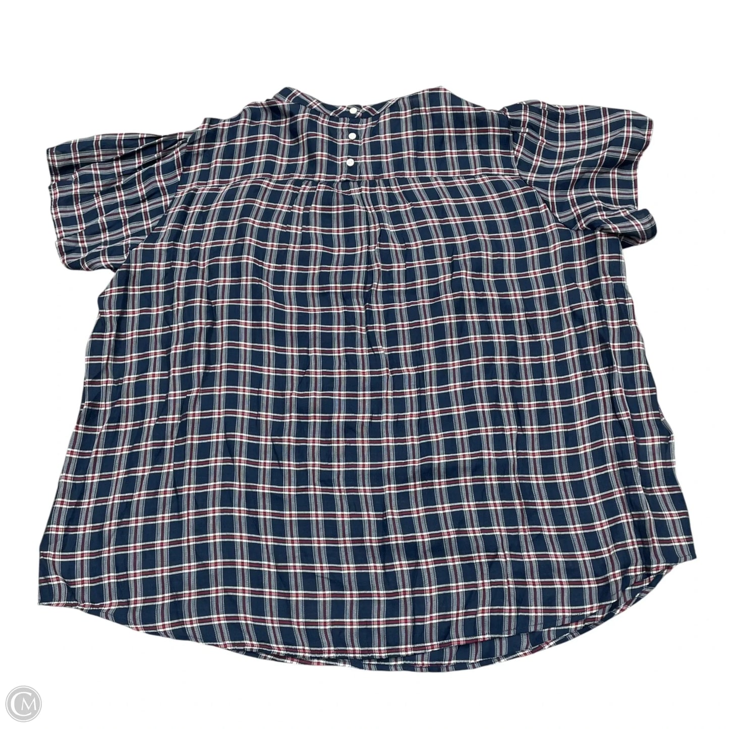 Top Short Sleeve By Loft In Blue & White, Size: 3x