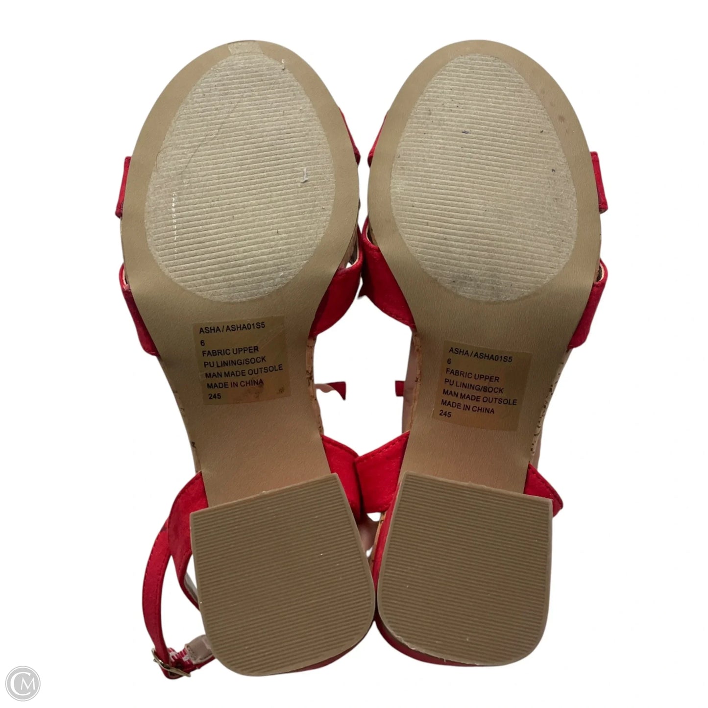 Sandals Heels Block By Betsey Johnson In Red & Tan, Size: 6