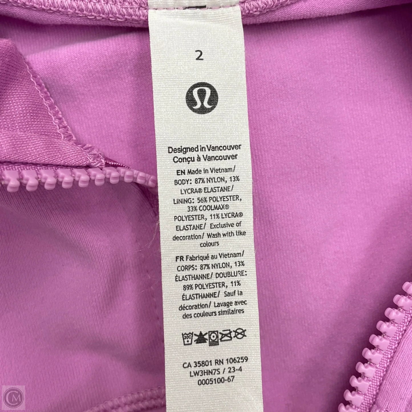 Athletic Jacket By Lululemon In Purple, Size: Xs