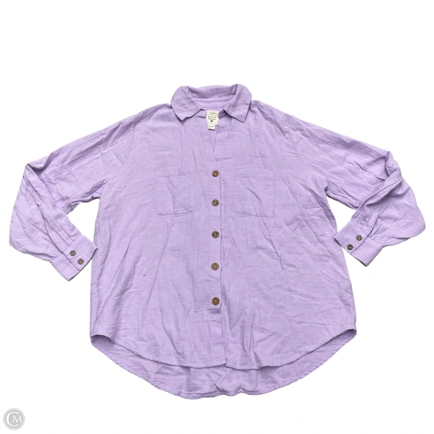 Top Long Sleeve By Billabong In Purple, Size: S