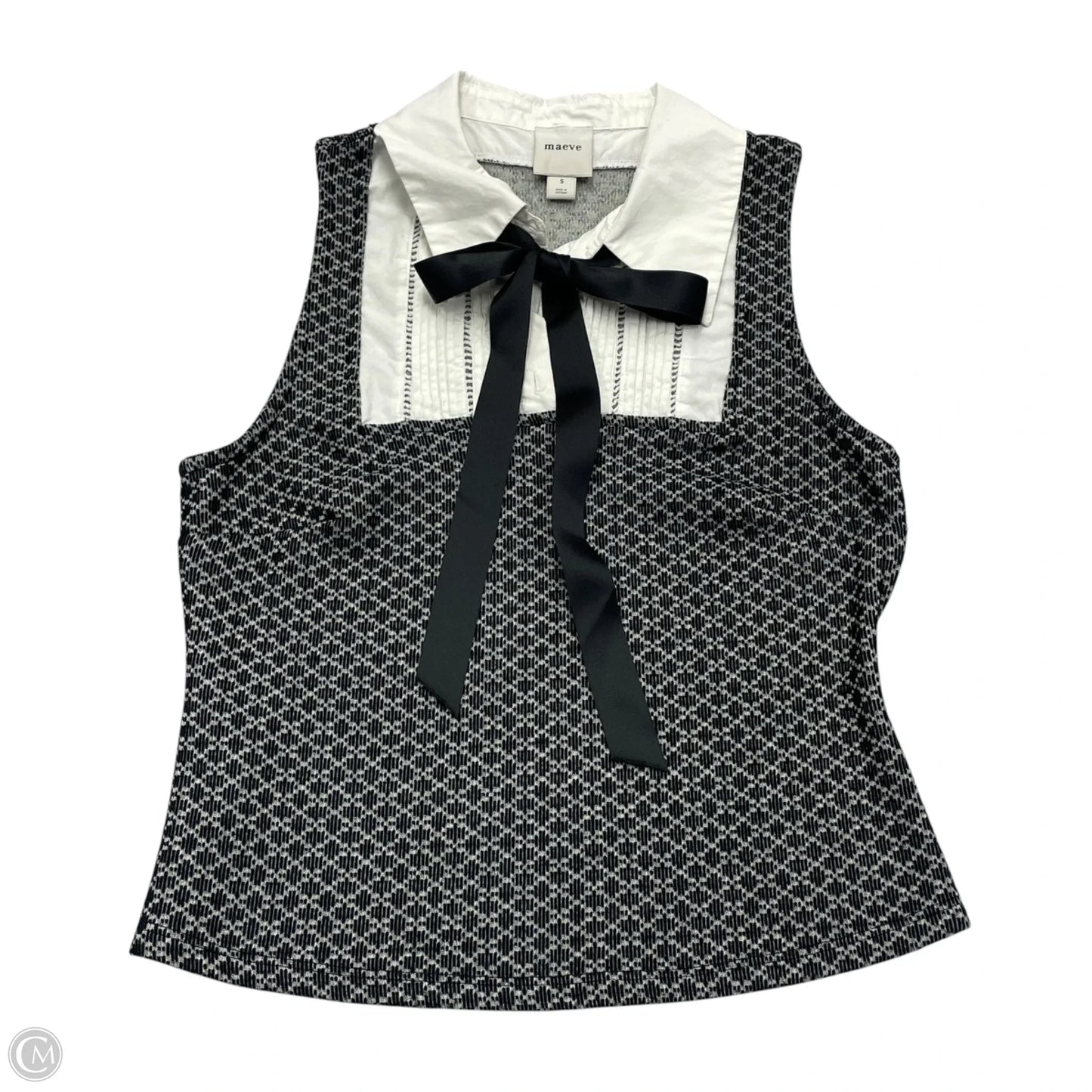 Top Sleeveless By Maeve In Black & Grey, Size: S