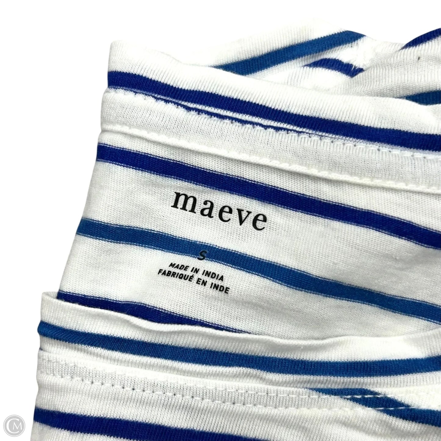 Top Short Sleeve By Maeve In Blue & White, Size: S