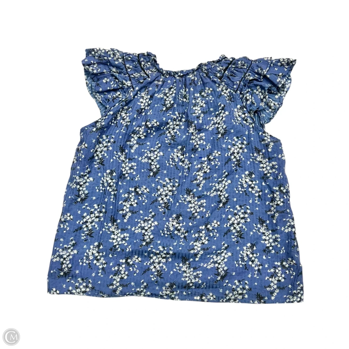 Blouse Short Sleeve By Ulla Johnson In Blue & White, Size: S