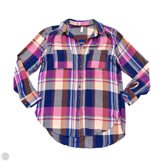Top Long Sleeve By Pilcro In Blue & Pink, Size: Xs
