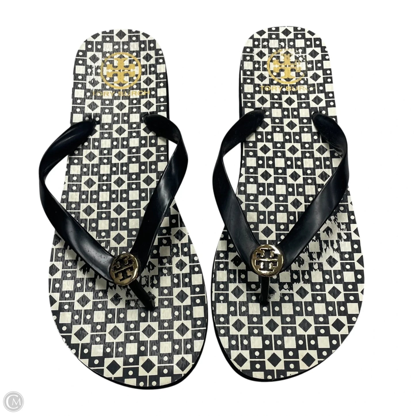 Sandals Designer By Tory Burch In Black & White, Size: 9