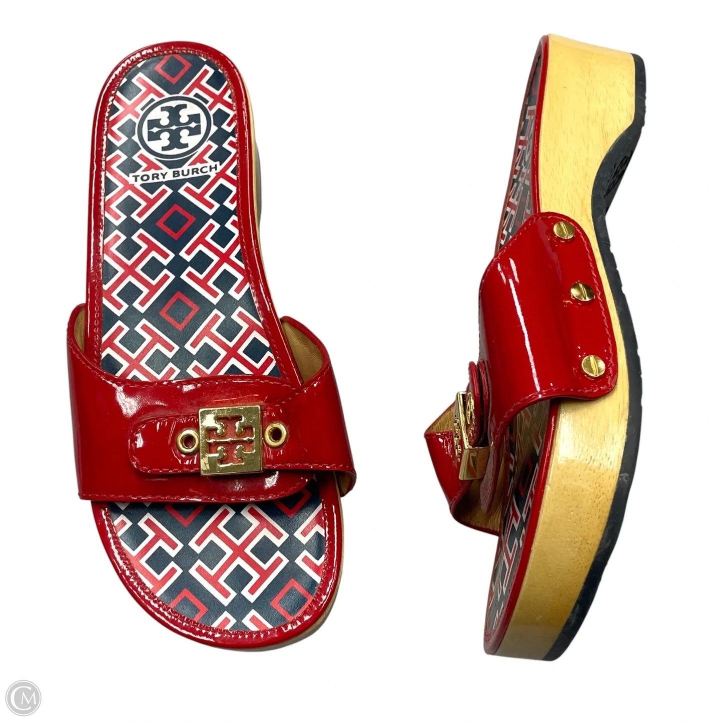 Sandals Designer By Tory Burch In Blue & Red, Size: 8