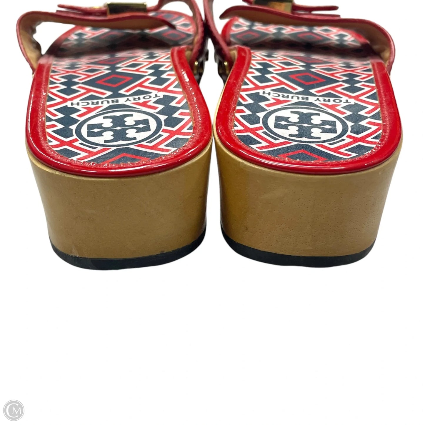 Sandals Designer By Tory Burch In Blue & Red, Size: 8