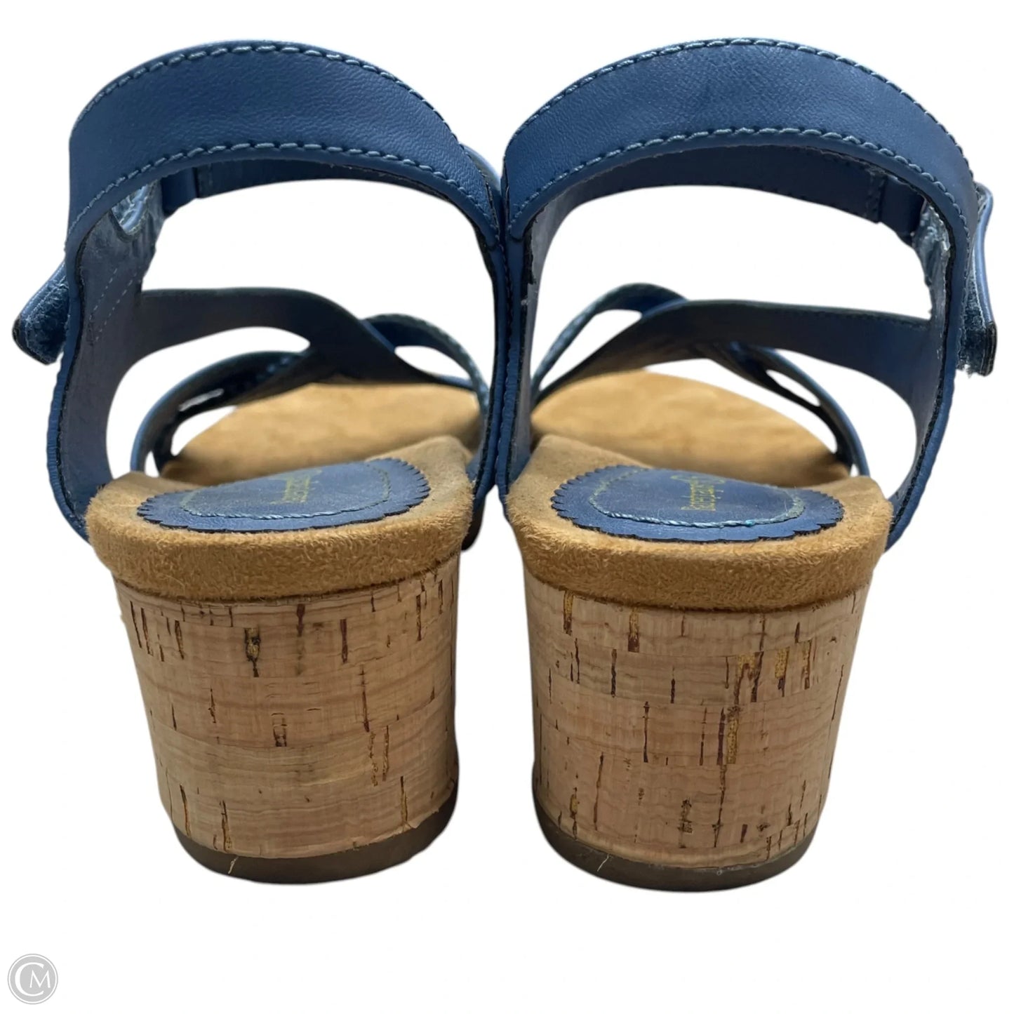 Sandals Heels Wedge By Bare Traps In Blue & Tan, Size: 8