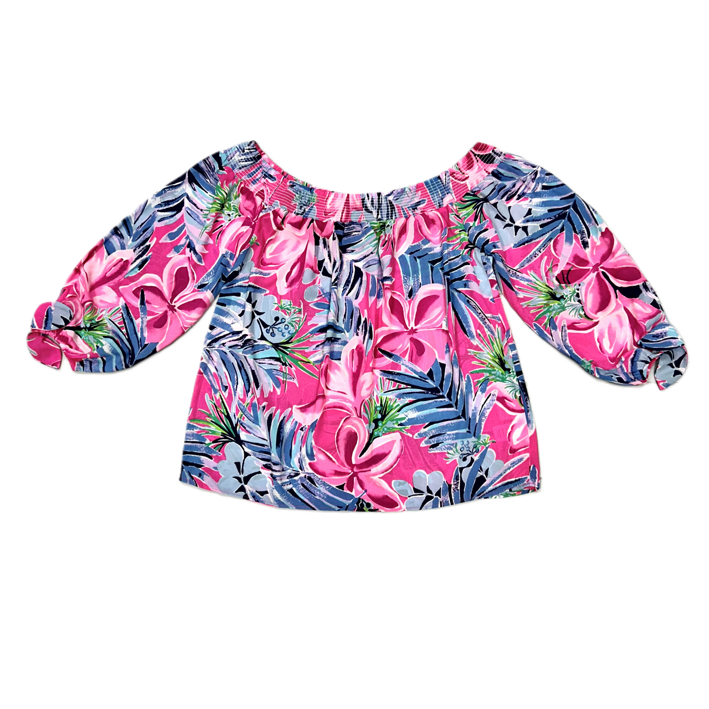 Flowered Top Long Sleeve Designer By Lilly Pulitzer, Size: S