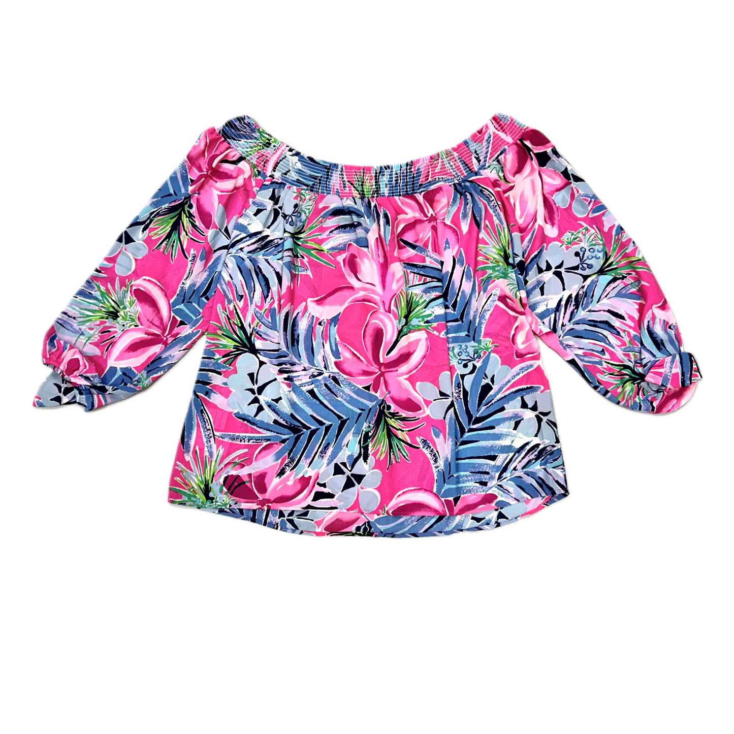 Flowered Top Long Sleeve Designer By Lilly Pulitzer, Size: S