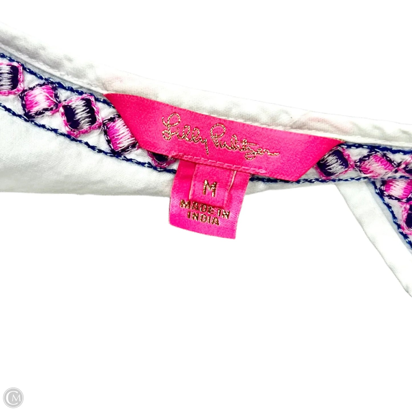 Top Long Sleeve Designer By Lilly Pulitzer In Pink & White, Size: M