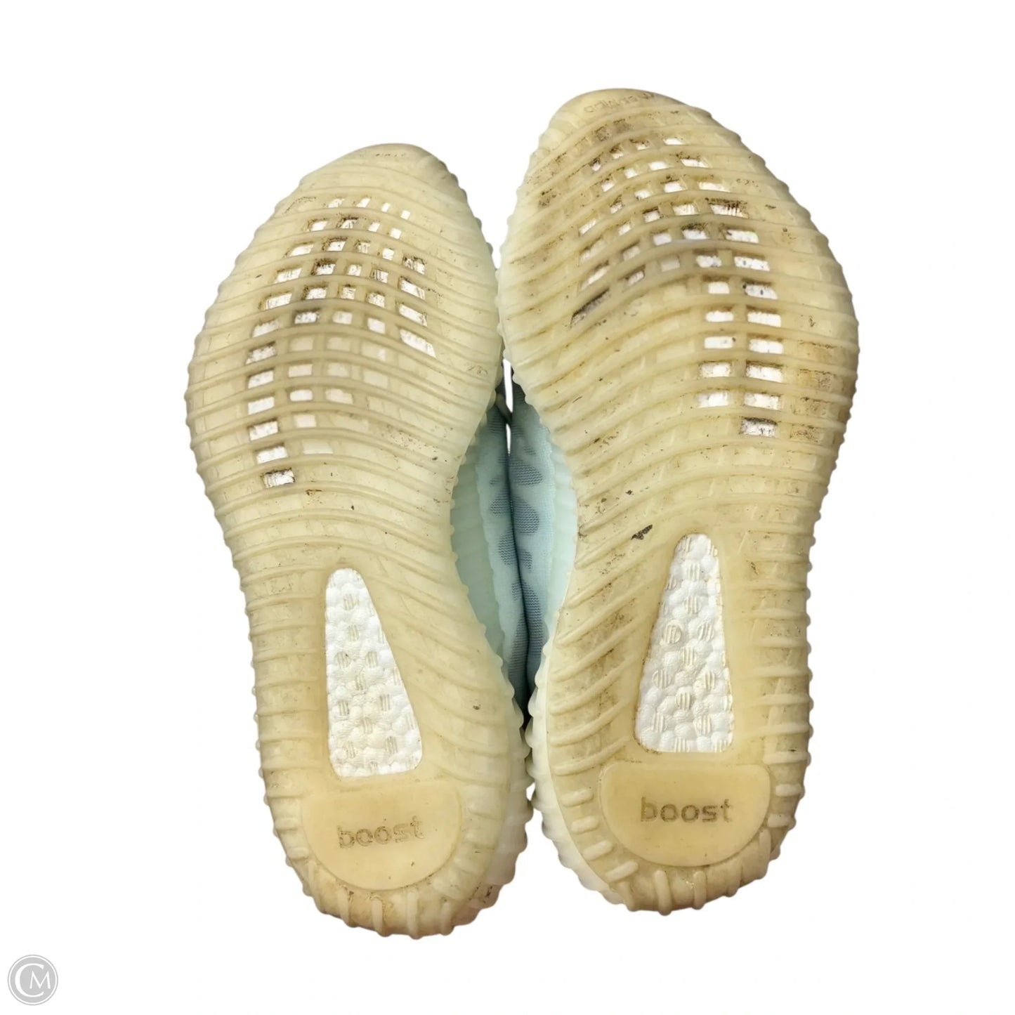 Shoes Luxury Designer By Yeezy In Blue & Cream, Size: 9.5