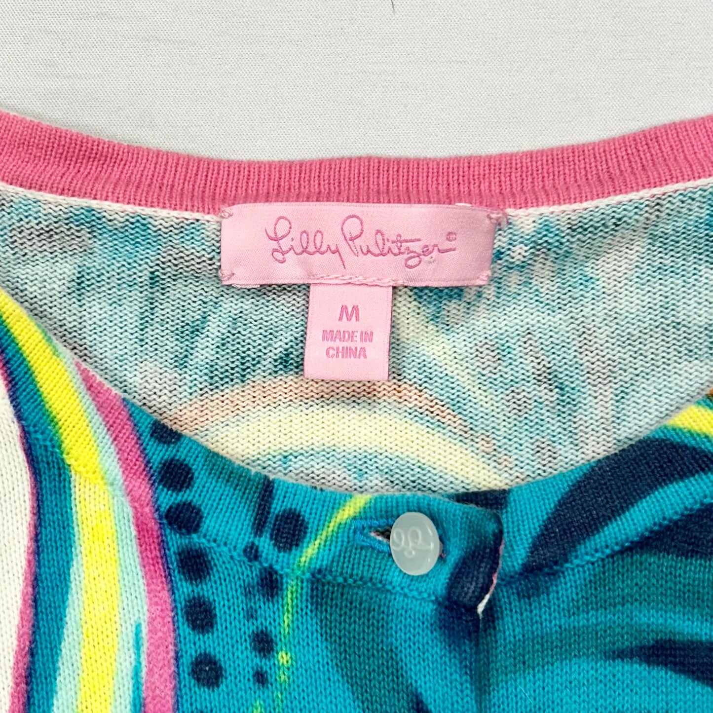 Blue & Pink Sweater Cardigan Designer By Lilly Pulitzer, Size: M