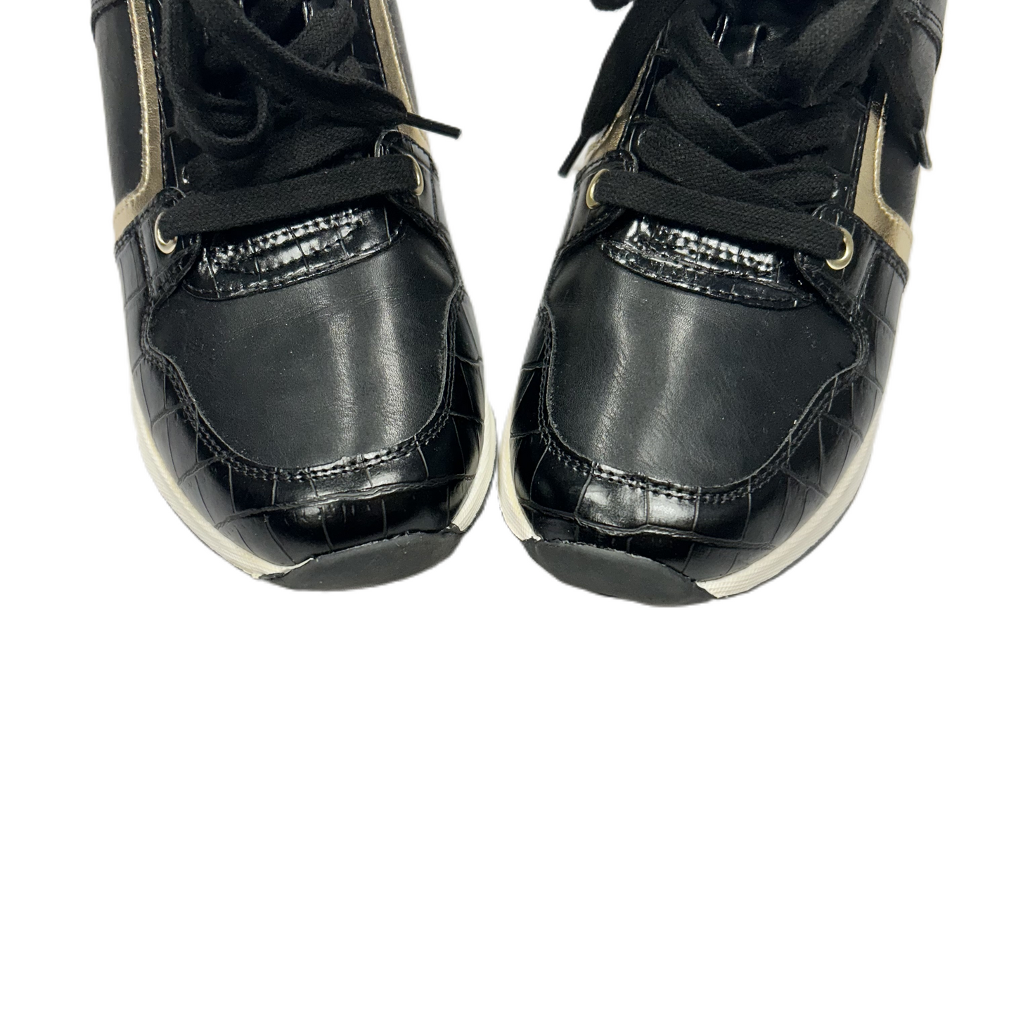 Black & Gold Shoes Sneakers By Aldo, Size: 7.5