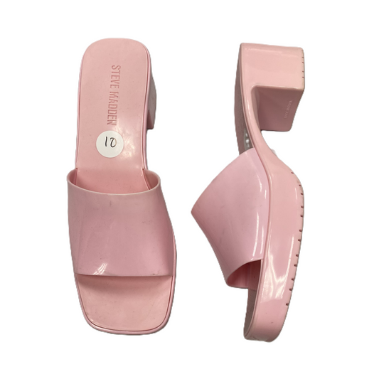 Pink Sandals Heels Block By Steve Madden, Size: 10