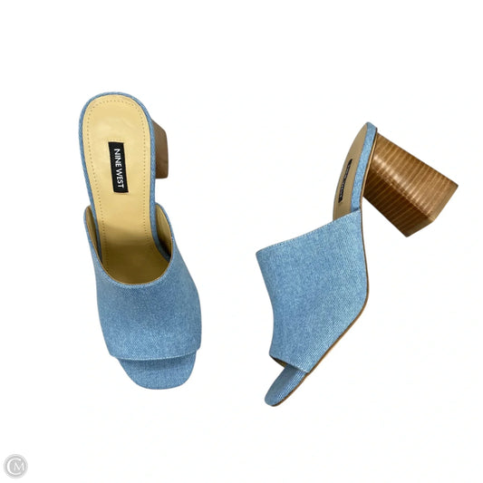 Sandals Heels Block By Nine West In Blue Denim, Size: 10