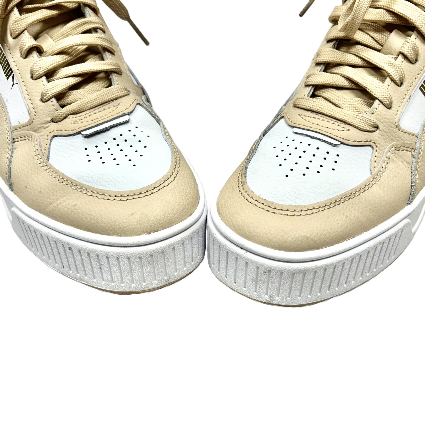 Shoes Sneakers By Puma In Tan & White, Size: 9