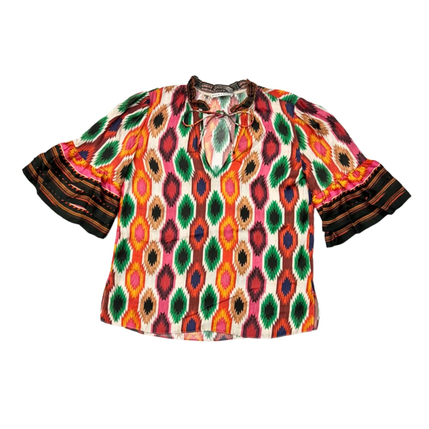 Top Short Sleeve Designer By Alice + Olivia In Multi-colored, Size: S