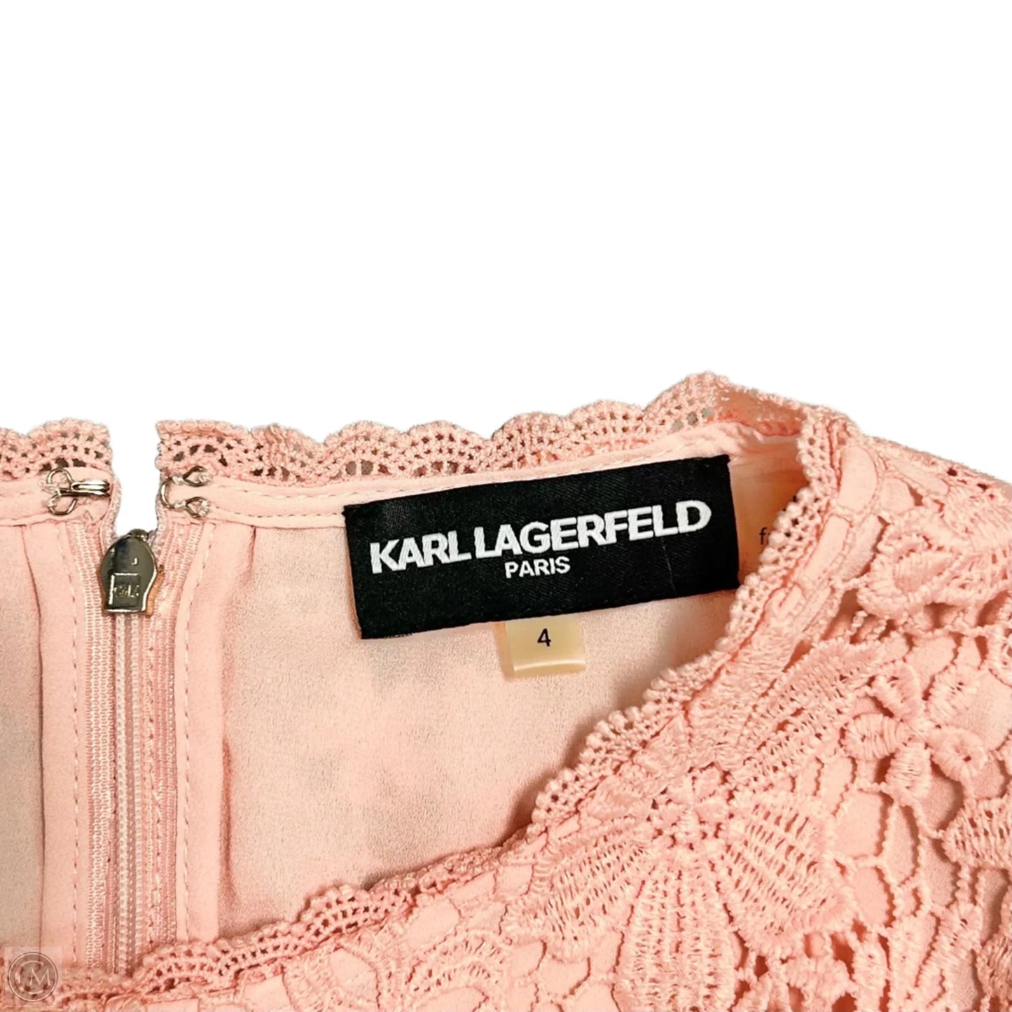 Dress Designer By Karl Lagerfeld In Peach, Size: S