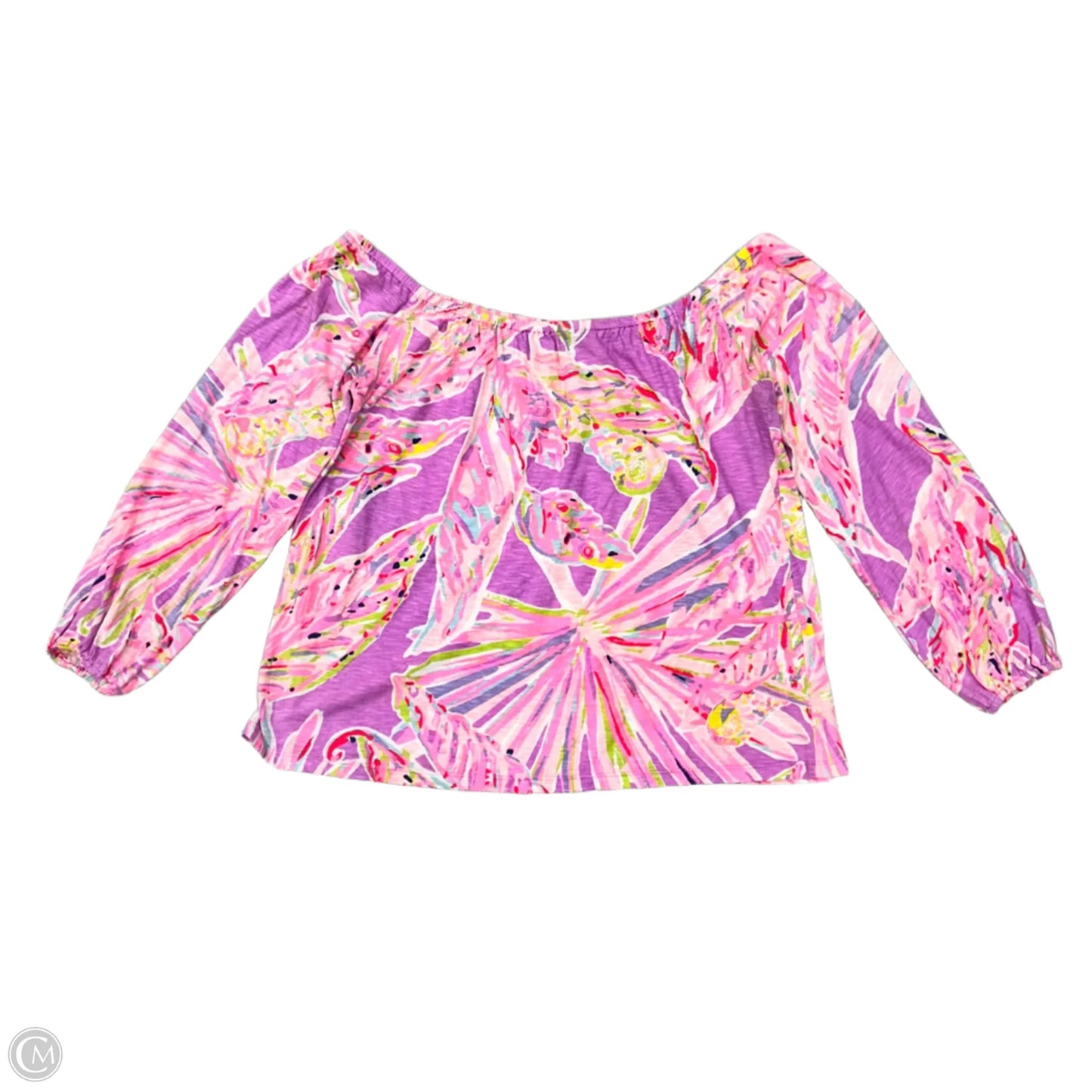 Top Long Sleeve Designer By Lilly Pulitzer In Pink & Purple, Size: S