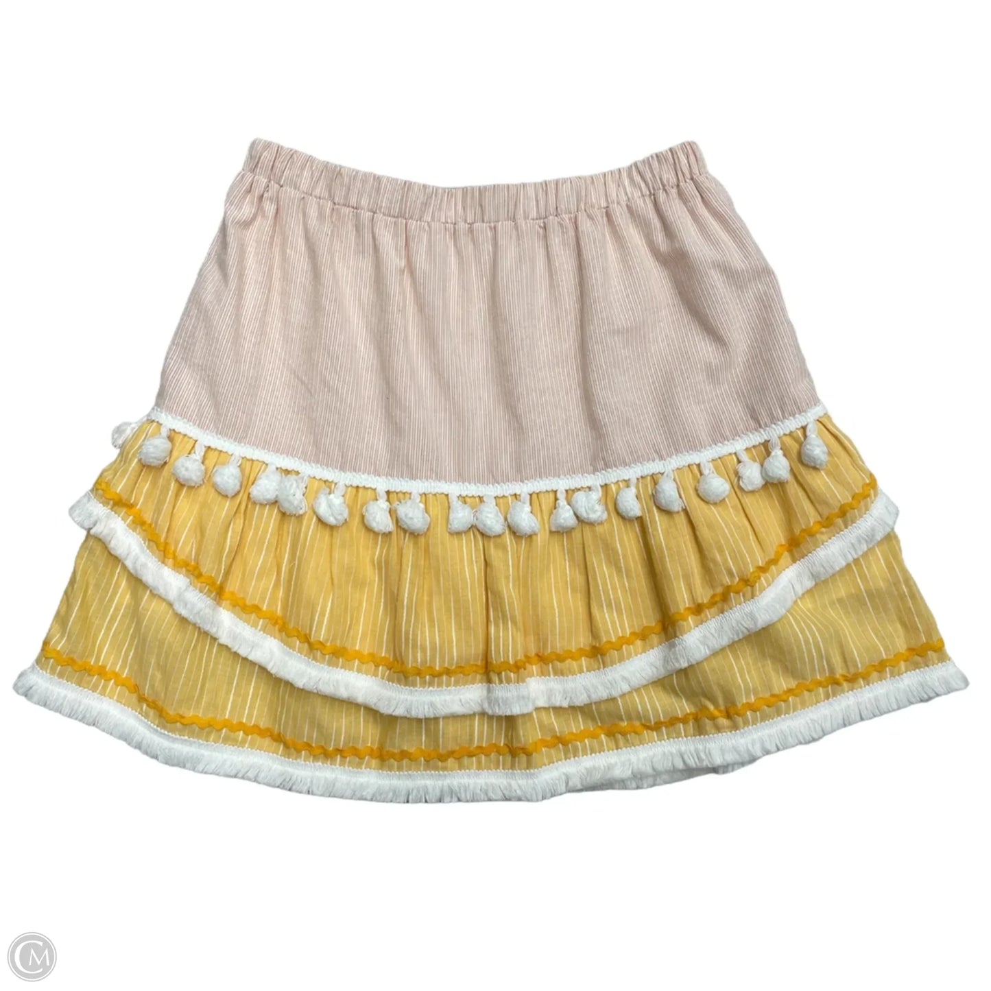 Skirt Mini & Short By English Factory In White & Yellow, Size: S