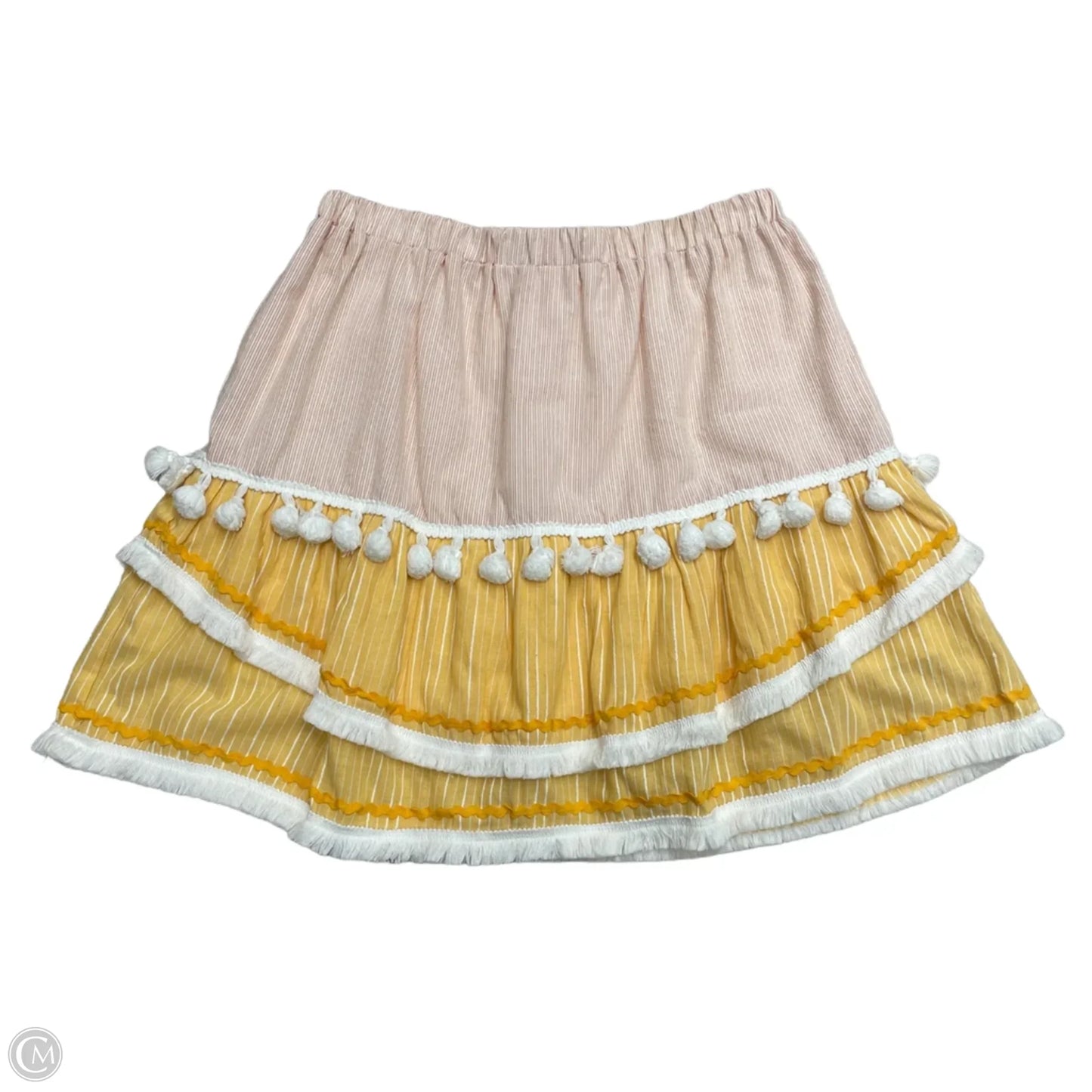 Skirt Mini & Short By English Factory In White & Yellow, Size: S