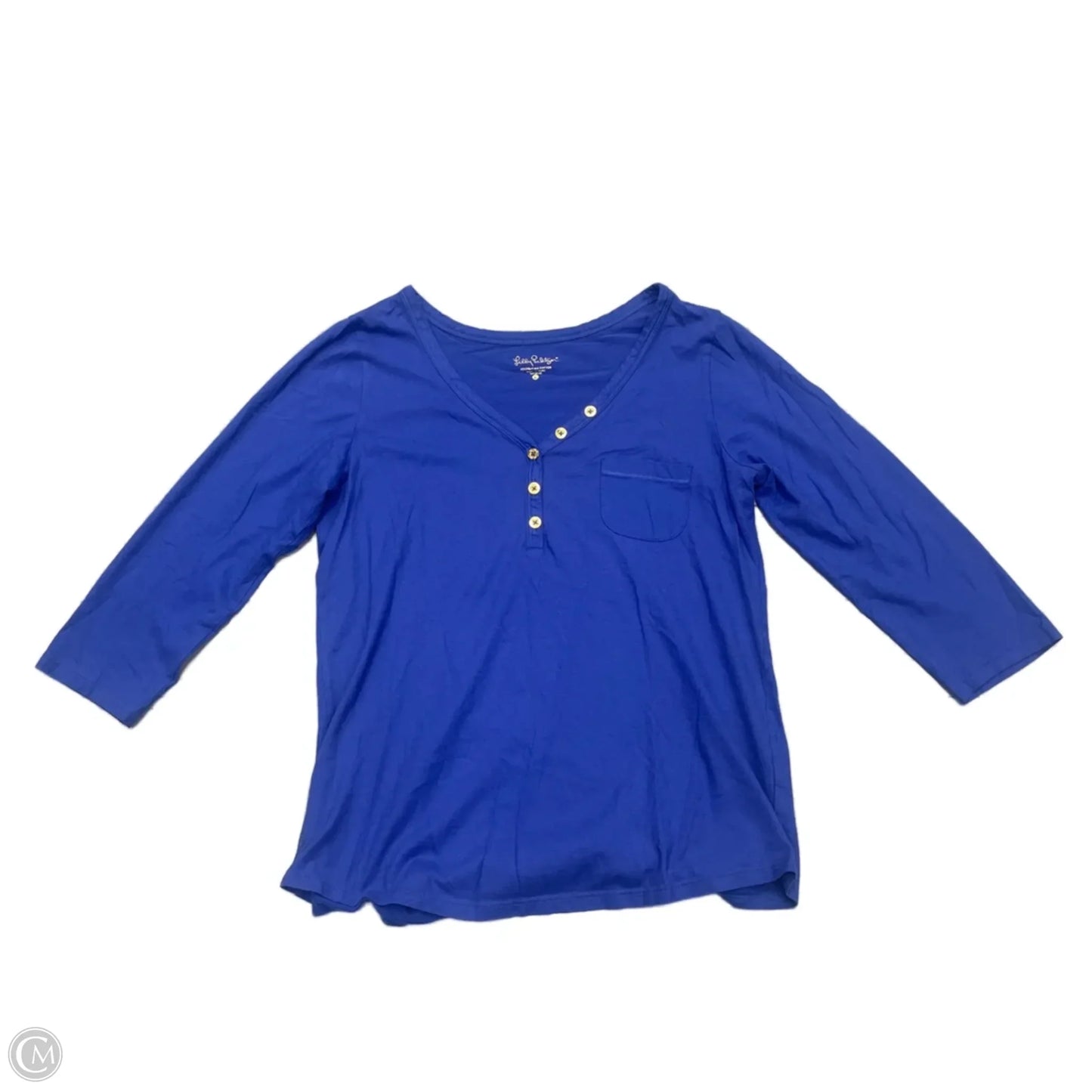 Top Long Sleeve Designer By Lilly Pulitzer In Blue, Size: L